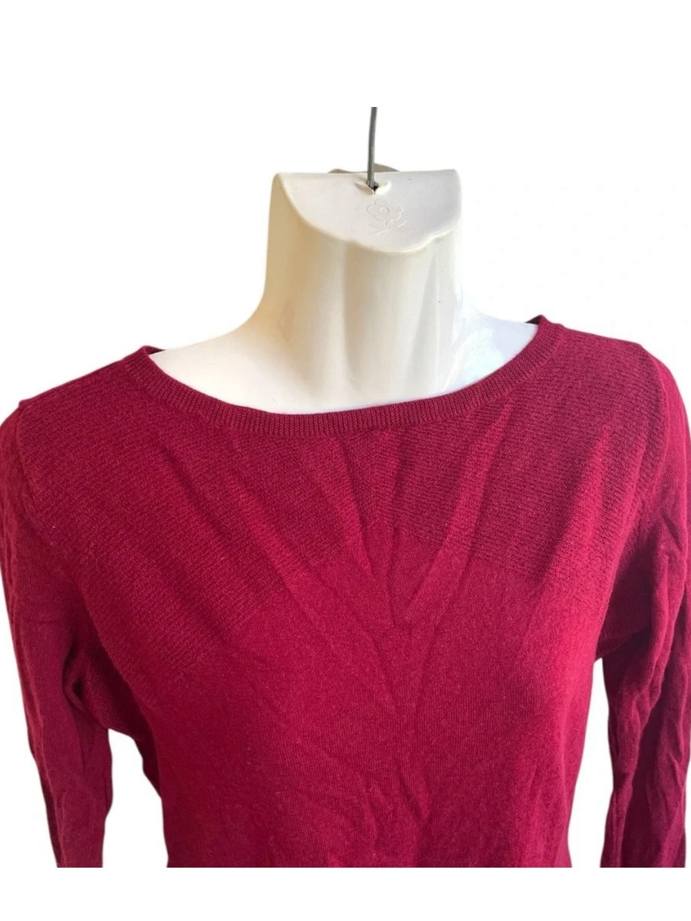 Brooks Brothers Womens Knit Sweater Extra Fine Merino Wool Berry Red Size Large - Picture 2 of 6
